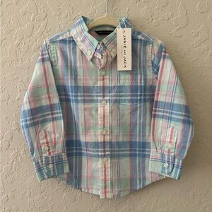 Janie and Jack Blue and Pink Button Down Shirt